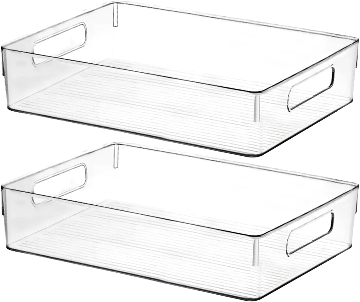 Clear Plastic Storage Bins, Perfect for Kitchen Organization or Pantry Organization and Storage, Large Fridge Organizer Plastic Bins, Pantry Organization and Storage Bins, Cabinet Organizers