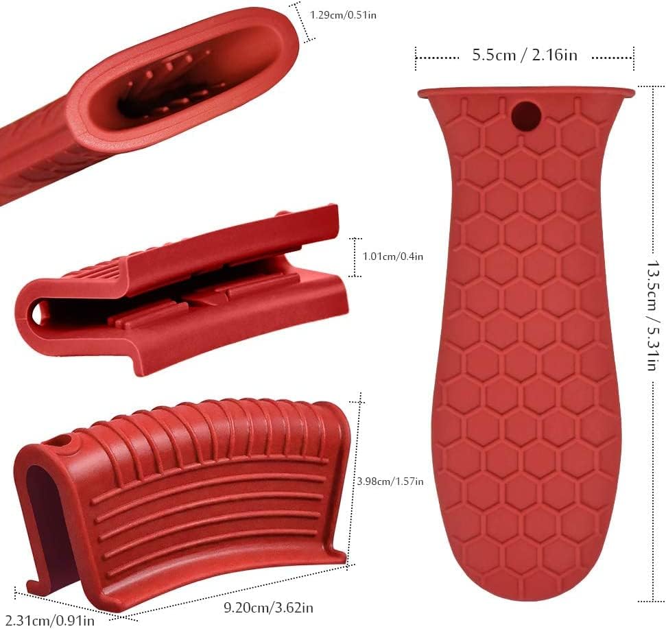 6 Pieces Silicone Hot Tool Holder Heat Resistant Potholder Cookware Handle Non Slip Rubber Pot Holders Handles Grip Covers for Cast Iron Skillet Silicone Cooking Kitchen Suits (Blue)