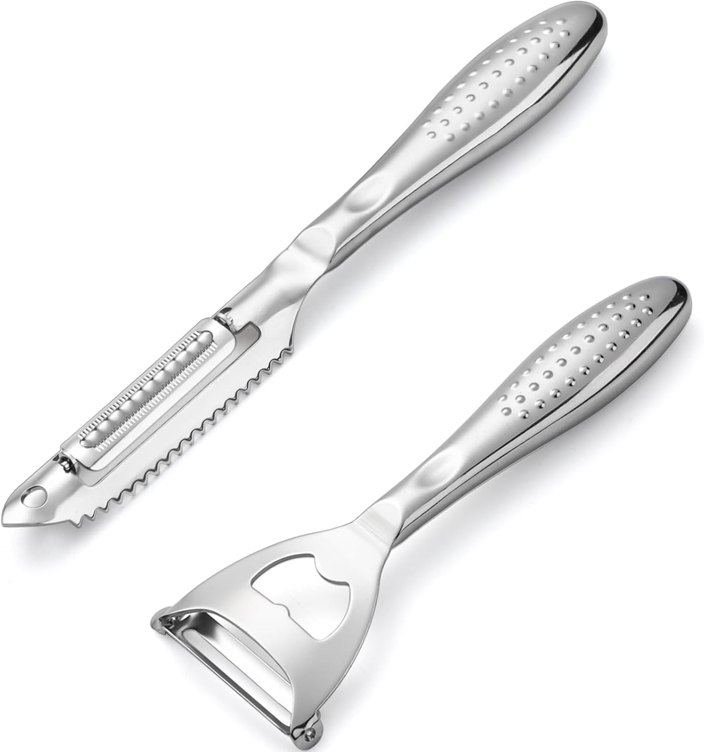 Potato Peelers Set of 2 Stainless Steel Peeler Y-Shaped and I-Shaped Peelers,Vegetable Carrot Fruit Peelers for Home kitchen (Silver2)
