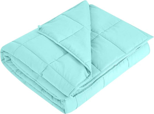 L'AGRATY Weighted Blanket - 60"x80" 15lbs Cooling Breathable Heavy Blanket Microfiber Material with Glass Beads for Adult All-Season Summer Fall Winter Soft Thick Comfort