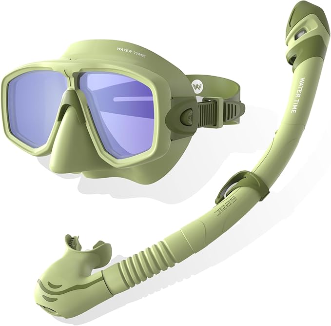 WATERTIME Snorkeling Gear for Adults, Dry Top Snorkel Set with Anti-Fog Panoramic Diving Mask & Waterproof Design, Adult Snorkel Mask for Snorkeling and Scuba Diving