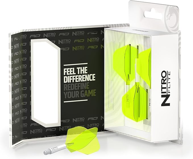 RED DRAGON Darts – Nitro Flite Integrated Flight & Shaft System – No.2 Shape and Design - Available in Short, Intermediate & Medium - Available in Variety of Colours - Professional Darts Accessories