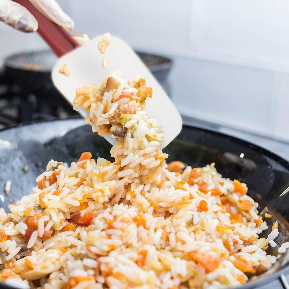 Kitchy Silicone Rubber Spatula and Spoon Set - High Heat Spatula Spoon, Commercial Cooking Set (1 Spoonula + 2 Scrapers, 14 Inches)