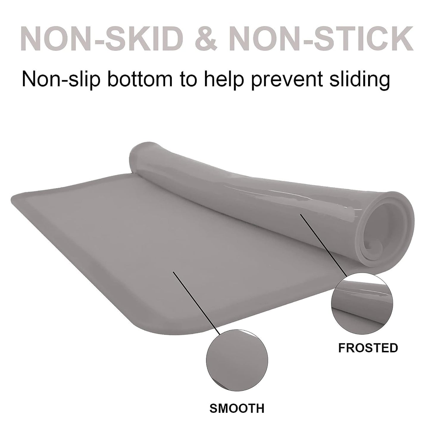 Kids Silicone Placemat, KVK Baby Placemats for Kids Toddler Children Reusable Non-Slip Table Mats Baby Food Mats for Restaurant, 4 Pack, Gray