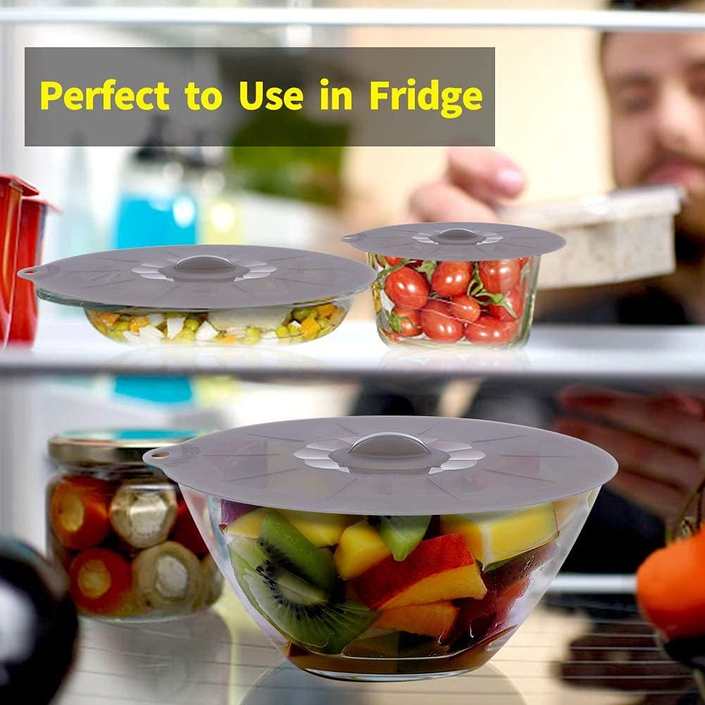Silicone Lids for Pots and Pans - Silicone Lids for Food and Bowl Covers for Food Safe BPA Free Silicone Bowl Covers Microwave Cover(Gray)
