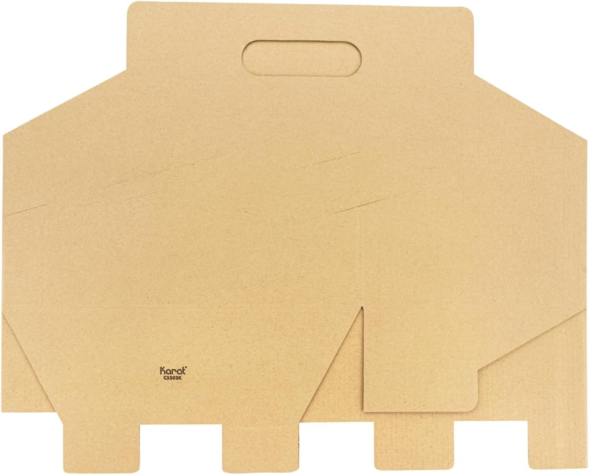 Karat [100ct Drink Carrier with Handle - Sturdy Paperboard Kraft Coffee Cup Carrier for Hot/Cold Beverages, Fits 10-32 oz Cups - Eco-Friendly, Disposable To-Go Drink Holder (6-Cup)