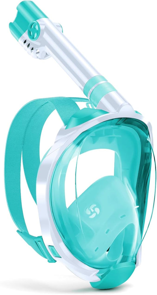 W WSTOO Kids Full Face Snorkel Masks,Suitable for Beginners Dry Top Snorkeling Gear,Can Your Mouth or Nose to Breathe,180 Degrees Panoramic View,Anti-Fog Anti-Leak,Summer Travel and Vacationing Gifts