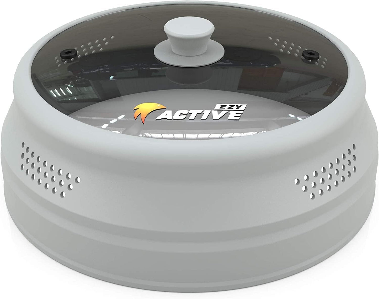 Collapsible Microwave Cover for Food - Silicone and Glass Splatter Guard Lid for 6-12 inch Plates & Bowls, Dishwasher Safe, Heat Resistant, BPA-Free, Gray