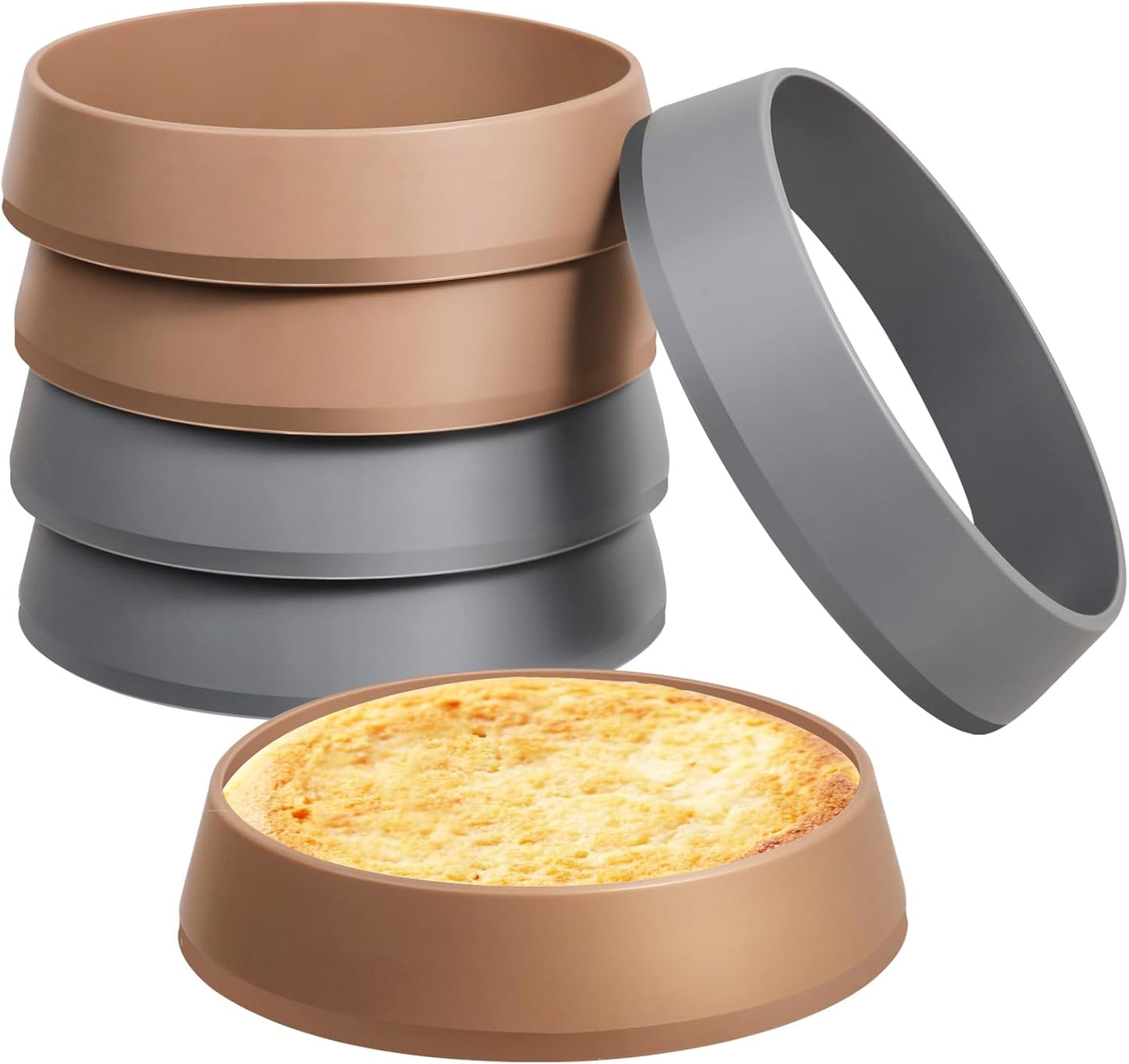 Koluti 6Pcs Nonstick Silicone English Muffin Rings, 4 Inch Cooker Round Mold for Cookie Crumpet Cake Pancake Pastry Baking, Durable Circle Cooking Egg Patty Omelette Frying Ring, BPA Free and 2 Colors