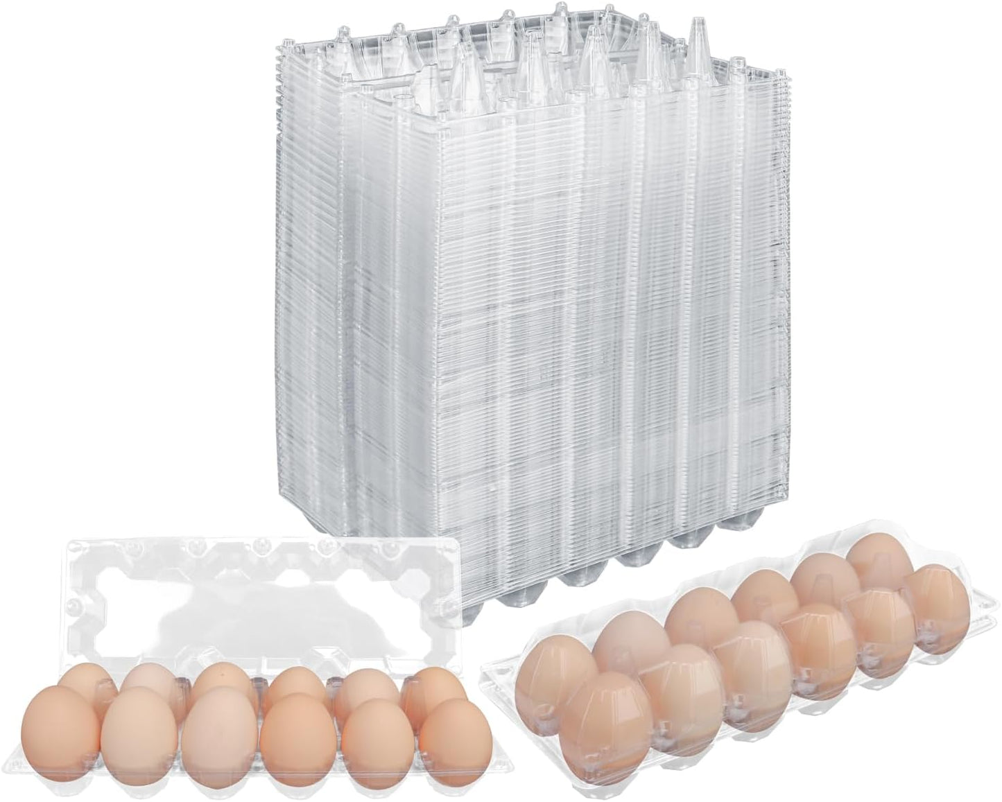 100 Pack Bulk Egg Cartons, Clear Plastic Chicken Egg Holders, Egg Tray Carton Holder for Home & Kitchen, Farm & Market Use, An Eco-Friendly Egg Storage Solution, 12 Grids(Medium Size)