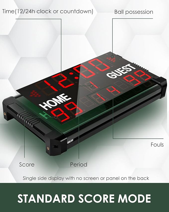 Football Scoreboard Basketball Scoreboard & Timer 14s/24s Shot Portable Digital Electronic LED Scoreboard for Football Basketball League Wrestling Tournament Soccer Sports Training Events