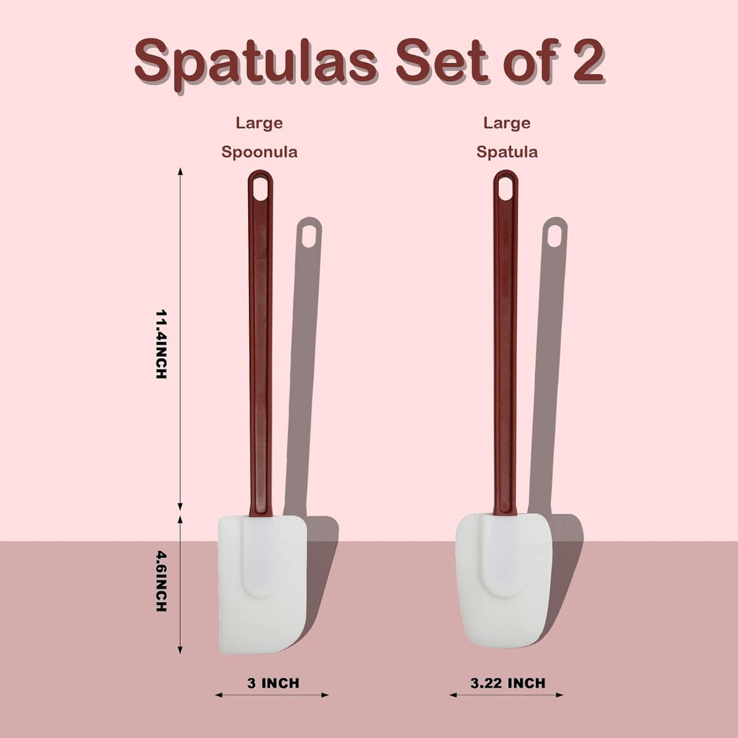 16.5 INCH Silicone Spatulas Heat Resistant Heavy Duty Rubber Spatulas Commercial Spatulas Set for Kitchen Use Silicone Cooking Utensils Sets of 2