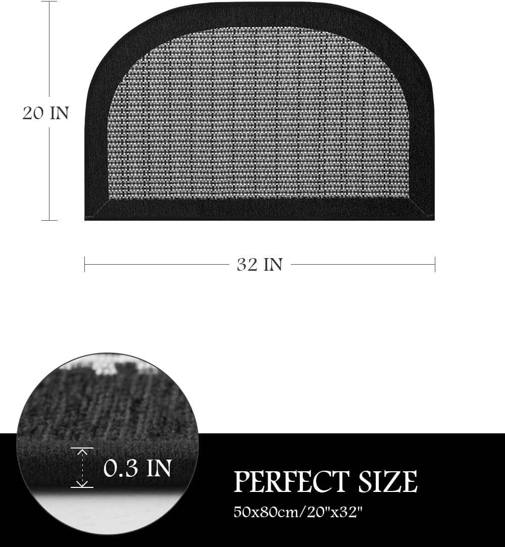 PADOOR Kitchen Mats for Floor, Kitchen Rugs Non Slip Washable, Half Circle Kitchen Floor Mat Sink Rug Rubber Backed Super Absorbent, 20”x32” Black