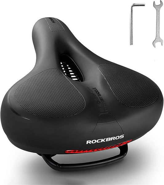 ROCKBROS Bike Seat Cushion for Men Women with Handle & Dual Shock Absorbing Ball Memory Foam - 3 Zone Concept Bike Saddle, Soft Wide Waterproof Mountain Bicycle Accessories