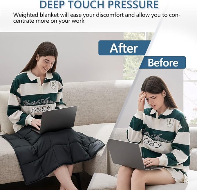 L'AGRATY Weighted Lap Pad Blanket 5lb: Small Weighted Blanket for Adults - Portable Travel & Relaxation - Cozy & Cooling - Washable All-Season (29" x 24")