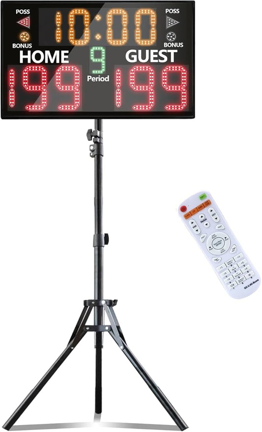 YZ 2025 Bigger LED Digital Scoreboard, Portable Basketball Scoreboard with Timer Clock, Electronic Scoreboard with Remote, Tabletop Scoreboard Clock, Score Keeper for Outdoor Game