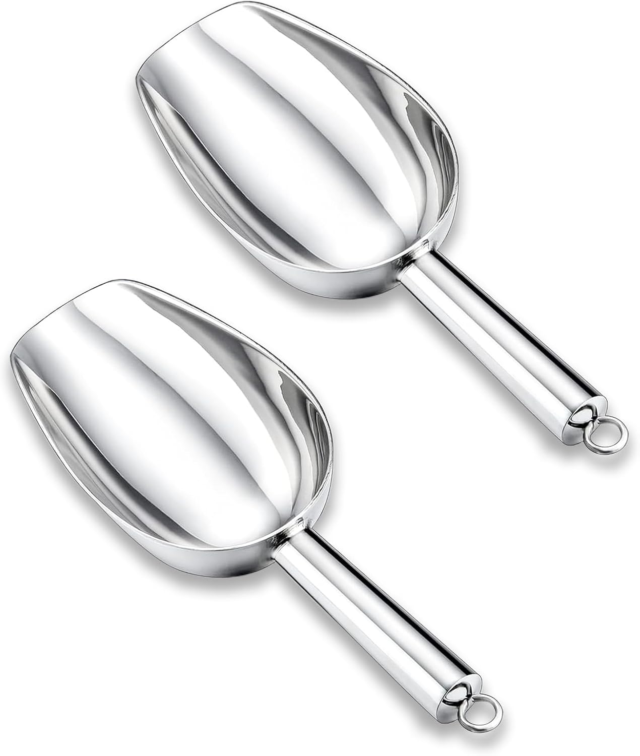2 Pack Metal Dog Food Scoop 18 Oz With Loop, Large 11 Inch Stainless Steel Scooper
