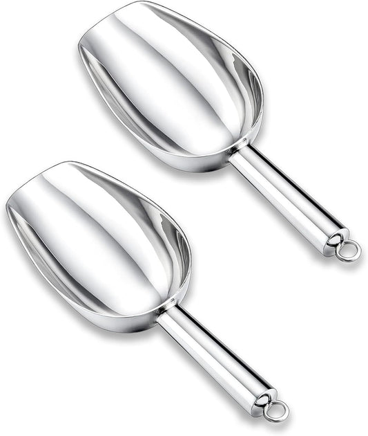 2 Pack Metal Dog Food Scoop 18 Oz With Loop, Large 11 Inch Stainless Steel Scooper