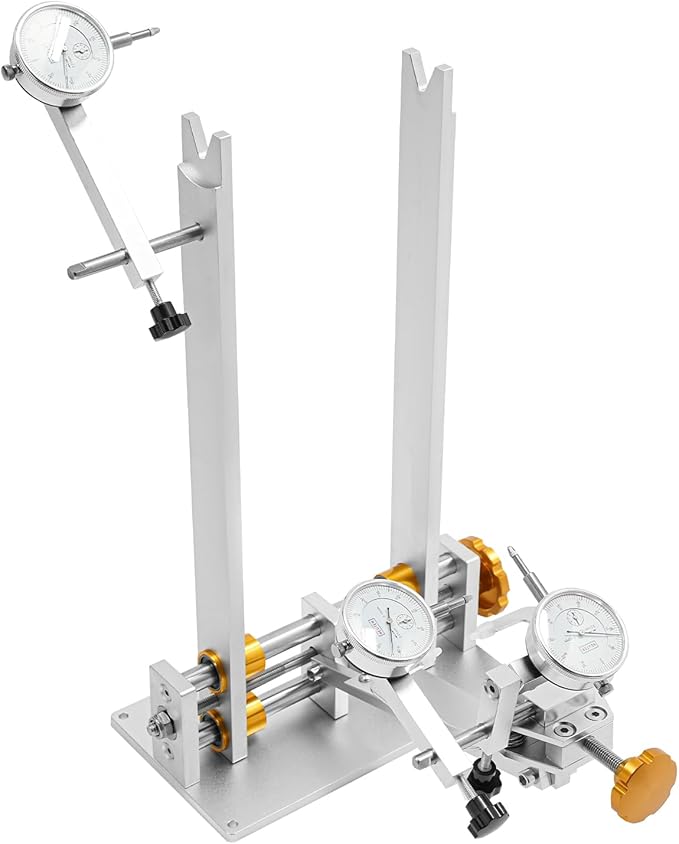 Bicycle Wheel Truing Stand, Foldable Bike Repair Truing Bearing Stand with 3 High-Precision Gauges & Fixing Rod, Professional Bicycle Wheel Repair Steel Bearing Bracket Rim for Wheels up to 10"-29"