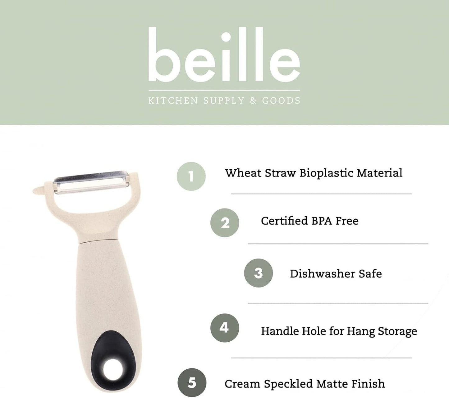 Beille Cream Stainless Steel Wheat Straw Vegetable Peeler Kitchen Utensils