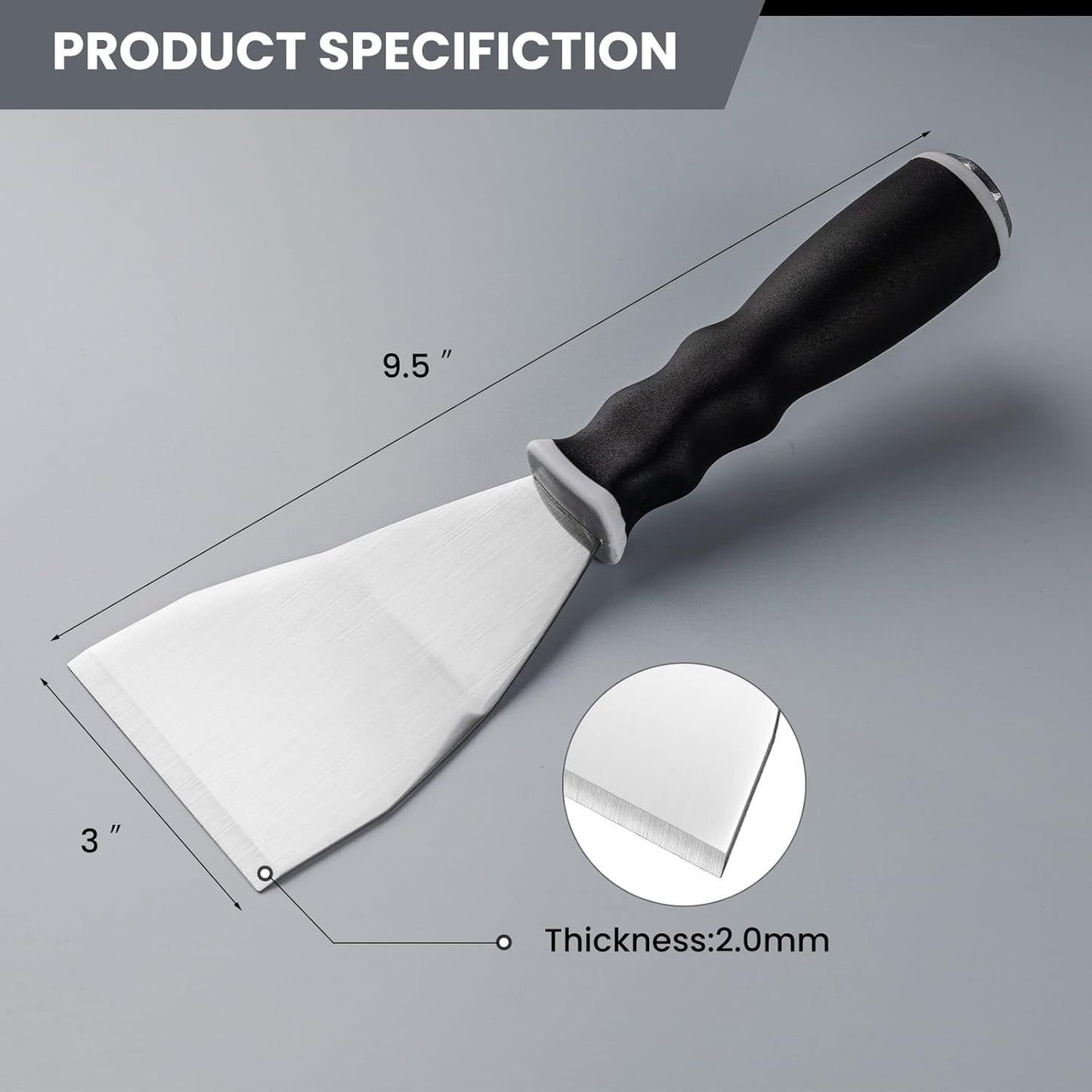 Mister Rui 2 Pack Paint Scraper Set, 3" Bent Paint Scraper with 10 in 1 Putty Knife, Stainless Steel Painting Tools, Metal Curved Floor Scraper for Cleaning, Removing, Repairing