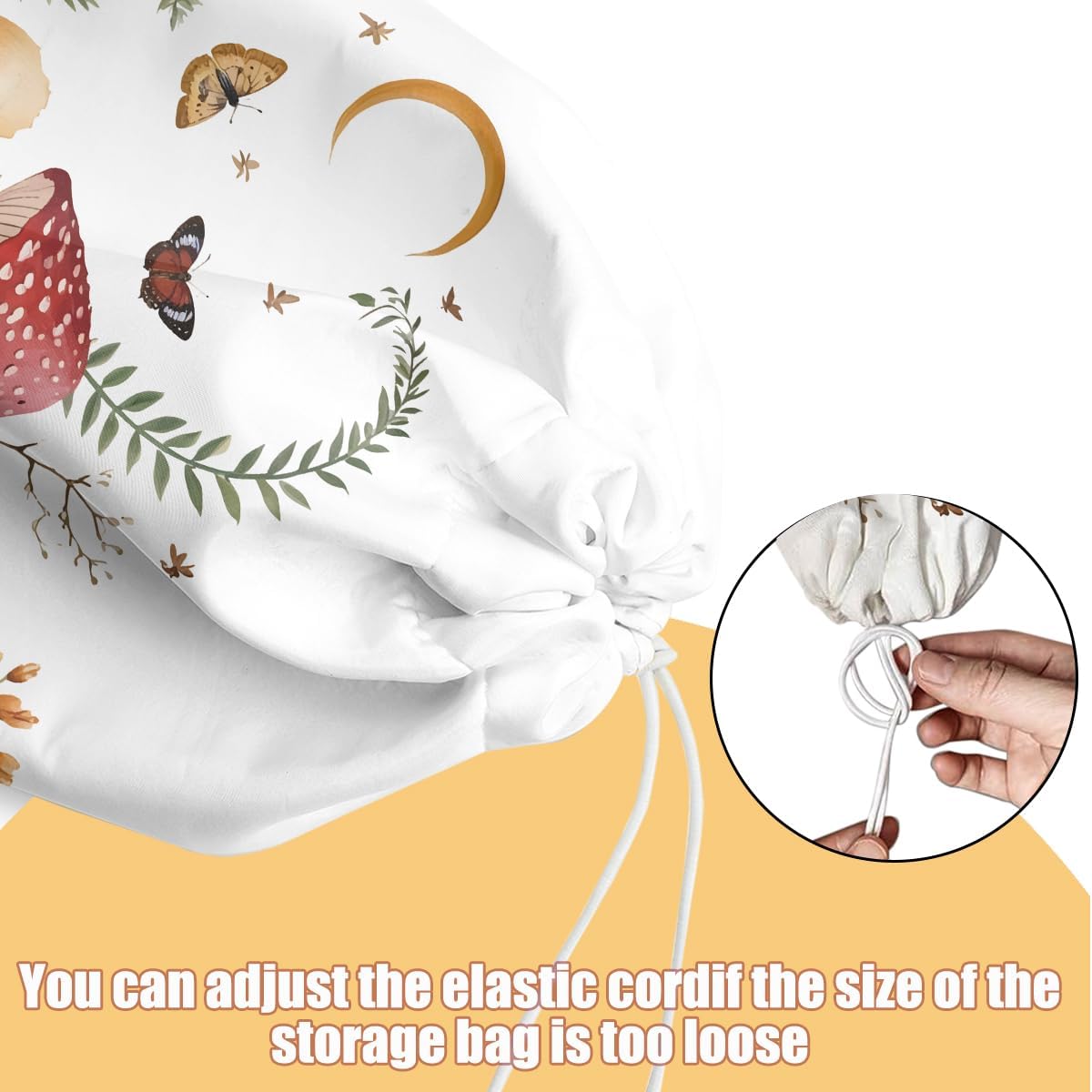 2 Pcs Mushroom Plastic Bag Holder for Kitchen Essentials, Floral Butterfly Grocery Bag Holder Plastic Storage bag, Washable Shopping Bags Storage Dispenser for Home Kitchen, Mushroom Gifts for Women