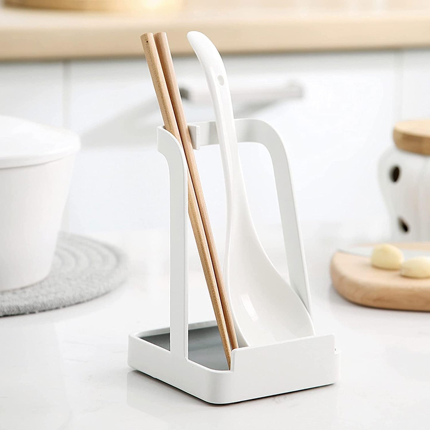 Spoon Rest and Lid Holder for Stove Top – Heat-Resistant Steel Organizer for Utensils, Lids, and Tongs – Drip Tray for Kitchen Counter