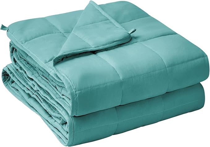 yescool Weighted Blanket for Adults (12 lbs, 60" x 80", Teal) Cooling Heavy Blanket for Sleeping Perfect for 110-130 lbs, Queen Size Breathable Blanket with Premium Glass Bead, Machine Washable