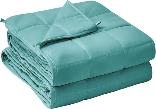 yescool Weighted Blanket for Adults (17 lbs, 60" x 80", Teal) Cooling Heavy Blanket for Sleeping Perfect for 160-180 lbs, Queen Size Breathable Blanket with Premium Glass Bead, Machine Washable