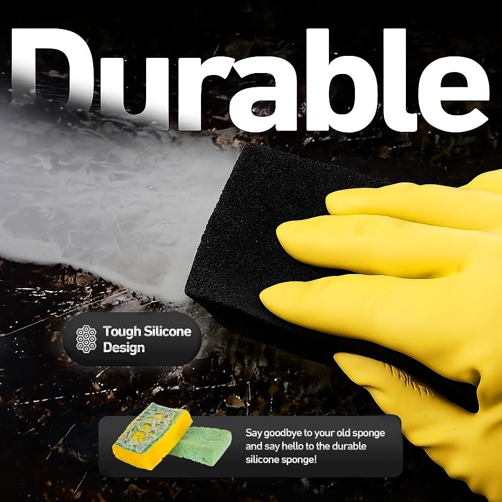 Casanero 12-Pack Silicone Scrubbing Sponges, Heavy-Duty, Non-Scratch | Reusable, Odor-Free, Multi-Purpose Cleaning for Dishes, Non-Stick, Countertops