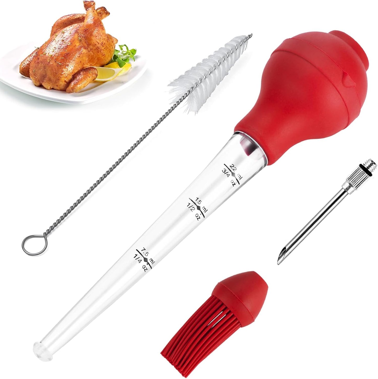 Turkey Baster, Premium Baster Tool for Cooking-Baster Syringe for Home Baking and Roaster Turkey, Include Detachable Silicone Bulb, 2 Meat Marinade Injector Needles for Thanksgiving