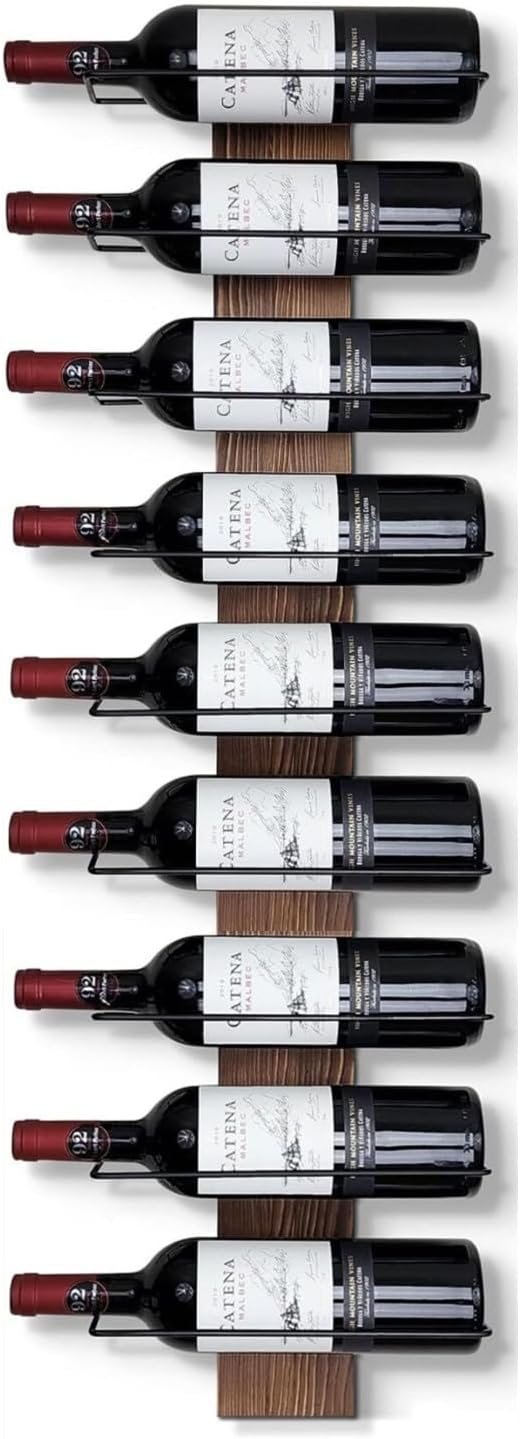 Wine Rack Wall Mounted, Wall Wine Rack for 9 Wine Bottles, Wood Wine Racks for Wall, Wall Mounted Wine Rack for Bar, Cellars, Kitchen, Dining Room