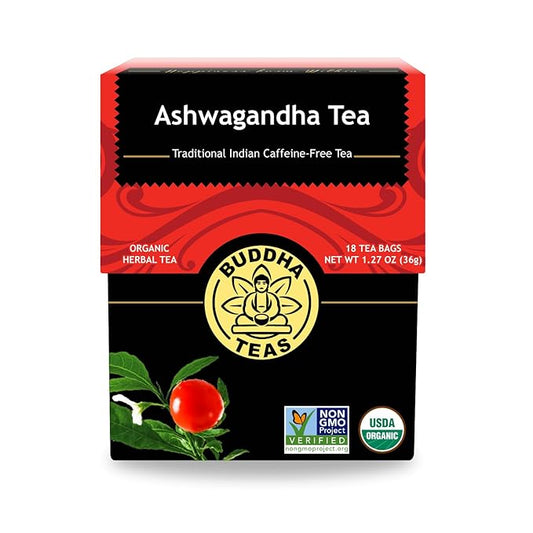 Buddha Teas - Ashwagandha Root Tea - Herbal Tea - Promote Cleansing & Wellness - With Antioxidants & Minerals - Clean Ingredients - Caffeine Free - OU Kosher - 18 Tea Bags (Pack of 1)