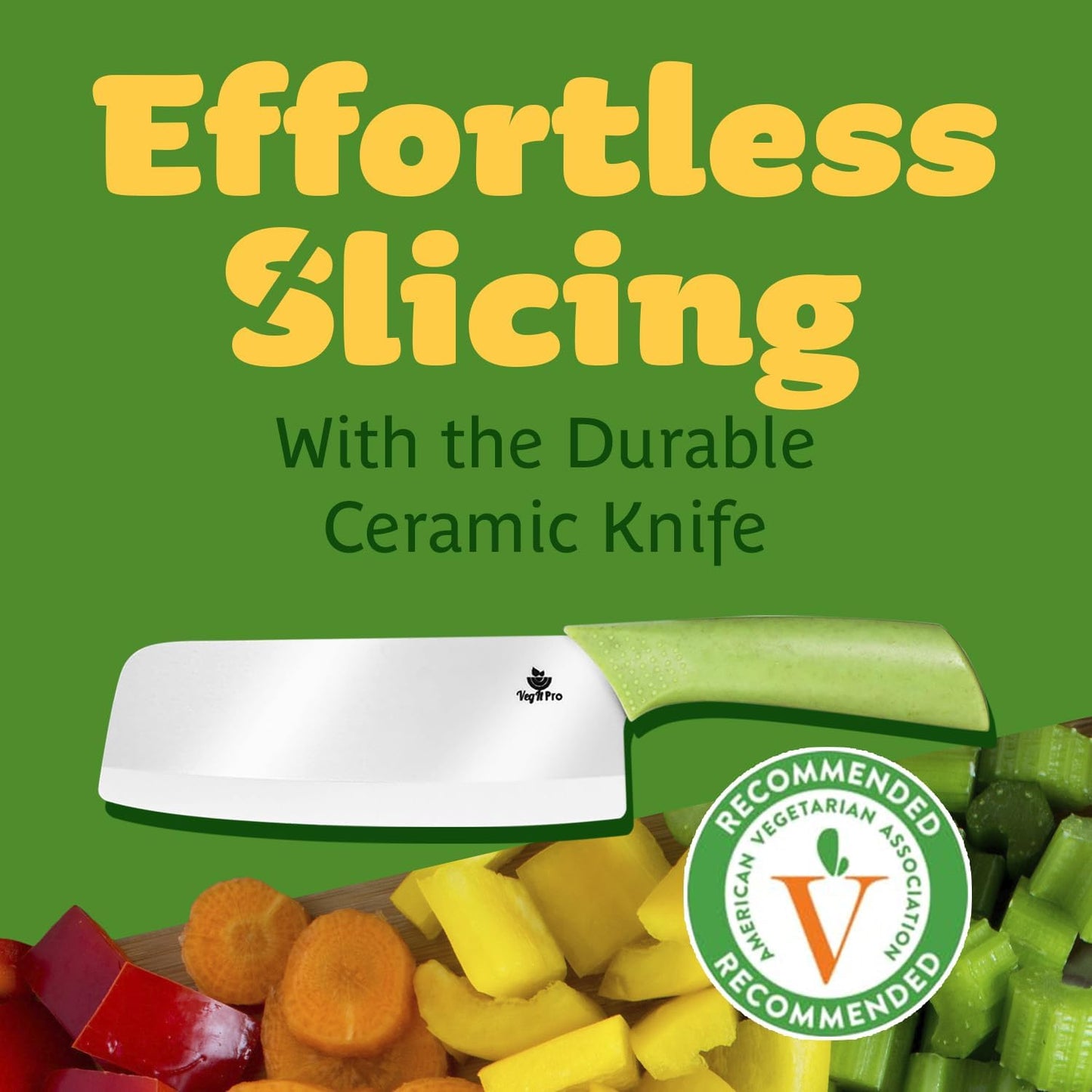 Durable Ceramic Knife for Chopping Vegetables & Fruits, 6” Non-Reactive and Professional Ceramic Chef Knife for Clean Cutting, Sharp Santoku Blade with Ergonomic Handle, Gift-Ready Kitchen Knives