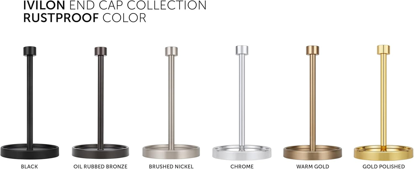 Ivilon Countertop Paper Towel Holder - Modern End Cap Minimalist Design - Color Chrome