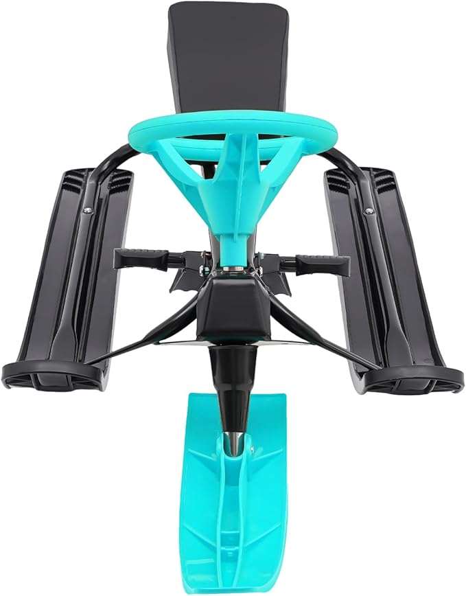 Snow Racer Sled for Kids, Dual Brakes Snowmobile Sled Ski with Steering Wheel, Snow Sledge for Skiing, Ice Skating, Sand Skating, Single Rider 45 x 20 x 15 inches