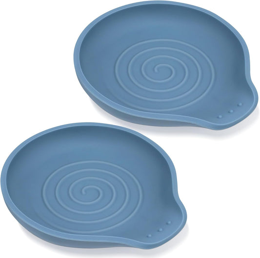 Silicone Spoon Rest for Stove Top - BPA-Free, Heat-Resistant Spoon Holder - Spoon Rest for Kitchen Counter - Large Cooking Utensil Rest for Spoons, Spatulas, Ladles or Tongs - Blue 2 Pack