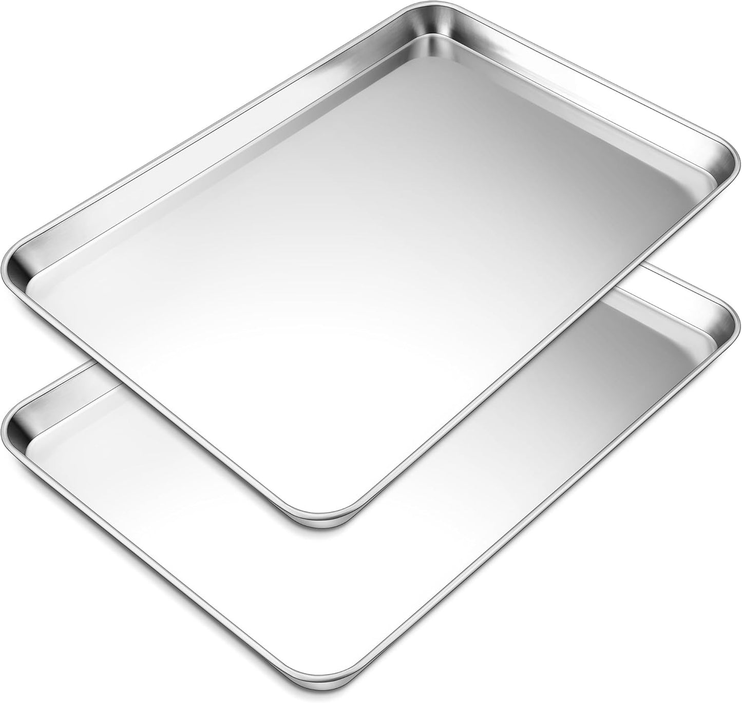 P&P CHEF Baking Cookie Sheet Set of 2, 19.6 Inch Stainless Steel Cookie Sheet Pan, Large Baking Pan Bakeware, Heavy Duty & Healthy, Oven & Dishwasher Safe