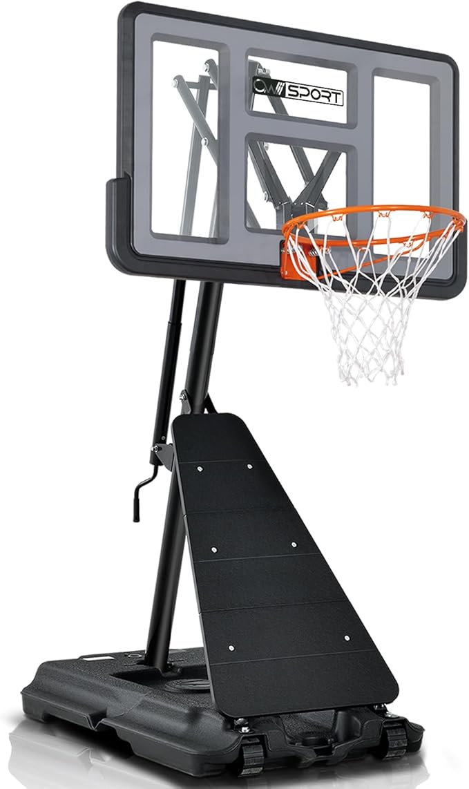 Basketball Hoop Outdoor 44-48Inch Impact Backboard, 5.3-10FT Height Adjustable Basketball Hoop Goal System with Portable Wheels for Adults