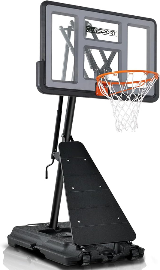 Basketball Hoop Outdoor 44-48Inch Impact Backboard, 5.3-10FT Height Adjustable Basketball Hoop Goal System with Portable Wheels for Adults