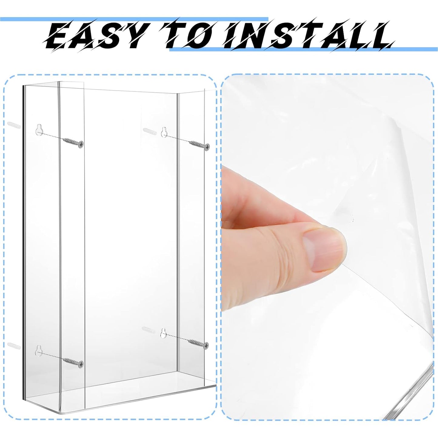 Weysat Wall Mounted Acrylic Glove Box Holder Double Dispenser Floating Glove Box Organizer Storage Rack for 3 Boxes for Kitchen Cleaning Closet Lab Exam Office (16.1 H x 10.2 W x 3.8 D)