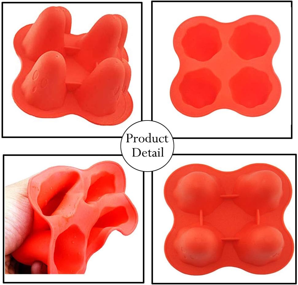 Silicone Ice Cube Molds,Halloween Ghost Ice Cube Maker Tray for Whiskey, Spirits, Liquor, Cocktails,Candy, Cake, Soap,Set of 4