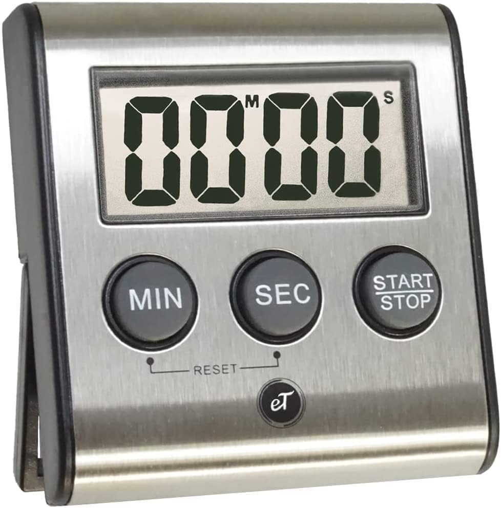 Elegant Digital Kitchen Timer - Stainless Steel Model eT-23, Super Strong Magnetic Back, Loud Alarm, Large Display, Auto Memory, Auto Shut-Off by eTradewinds
