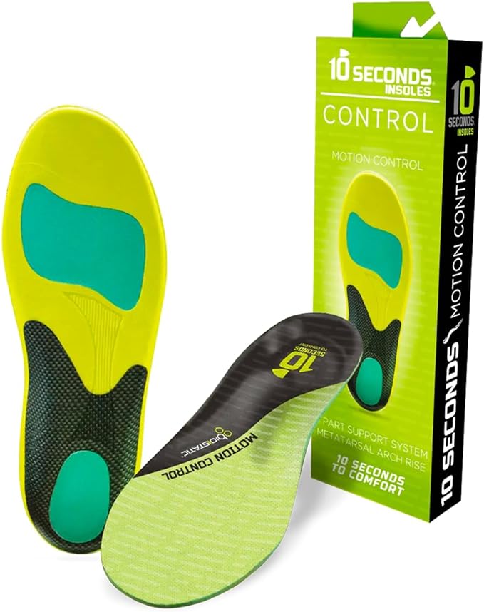 10 Seconds 3210 Motion Control Shoe Insoles, M 7, W 9