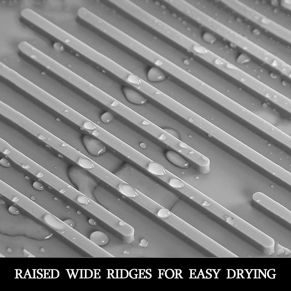 Dish Mat Silicone Dish Drying Mats Works For Drying Stemware Cocktail Glasses Silverware Pots Pans Knives and Dish Rack for Kitchen Counter Sink Bar Pads Easy to Clean (Gray)