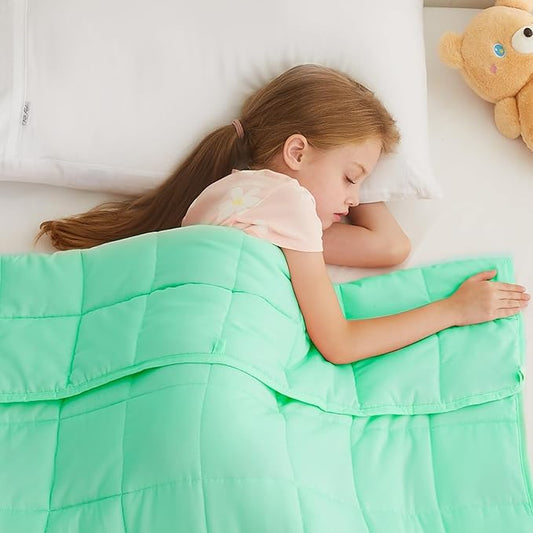 L'AGRATY Weighted Blanket - 40"x60" 7lbs Cooling Breathable Microfiber Material with Glass Beads Small Blanket for All-Season Summer Fall Winter Soft Thick