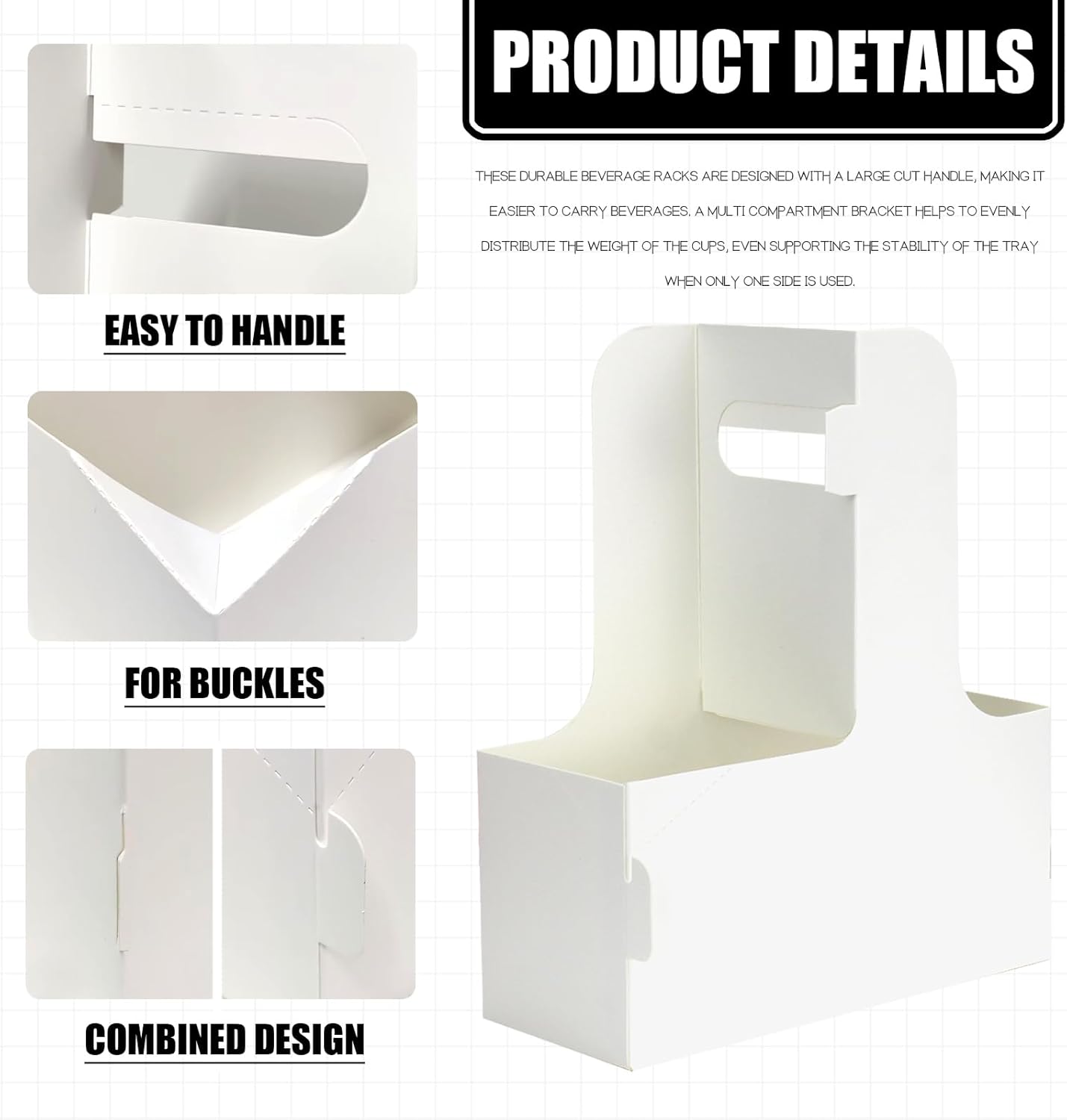 2 Cup Disposable Drink Carrier for Delivery with Handle,15 Count White Paperboard Cup Holder,Cup Carriers for Hot or Cold Drinks,Coffee Carrier, Food Delivery,Take Out Cup Carriers (White, 15 PCs)