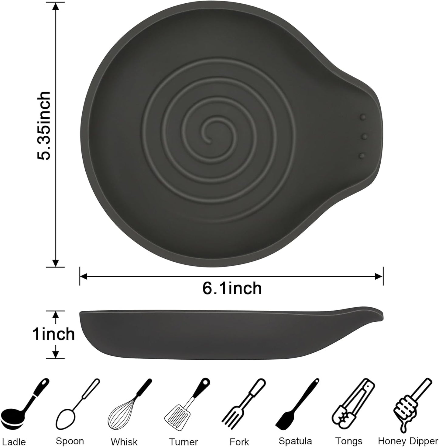Silicone Spoon Rest for Stove Top - BPA-Free, Heat-Resistant Spoon Holder - Spoon Rest for Kitchen Counter - Large Cooking Utensil Rest for Spoons, Spatulas, Ladles or Tongs - Black 2 Pack