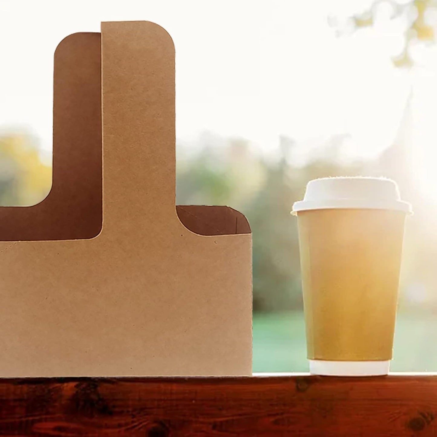 2 Cup Drink Carrier With Handle, 20 Pack Kraft Paperboard Handled Drink Carriers for Hot or Cold Drinks, Disposable Cup Holder Paper Cup Holder for Restaurants Food Delivery, Takeout