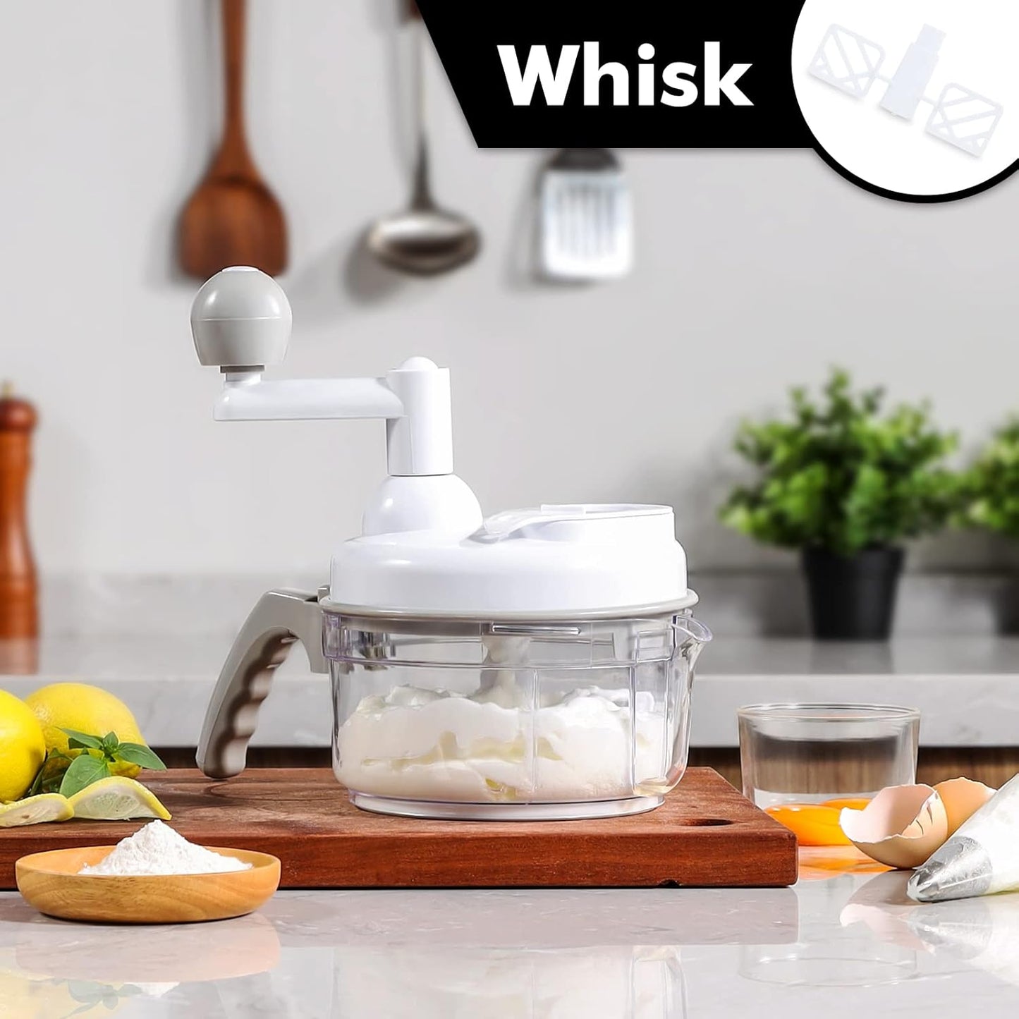 Geedel Hand Food Chopper, Vegetable Quick Chopper Manual Food Processor, Easy To Clean Food Dicer Mincer Mixer Blender, Rotary Onion Chopper for Garlic, Salad, Salsa, Nuts, Meat, Fruit, Ice, etc